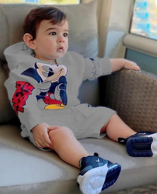 FROQUILIZ Baby Boys & Baby Girls Mickey Party(Festive) T-shirt Shorts(Grey)