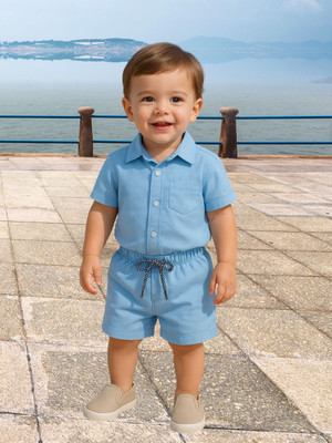 FASHION GRAB Kids Nightwear Boys Printed Cotton(Light Blue Pack of 1)