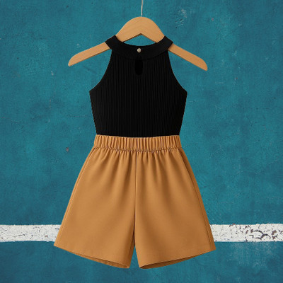 RIYANSHI Girls Casual Top Skirt(Black, Brown)