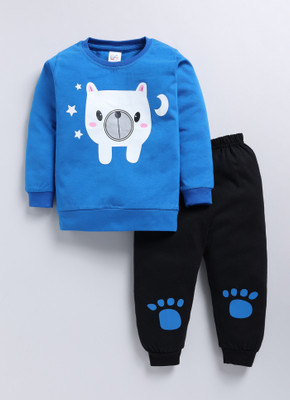 trndee Boys Casual T-shirt Track Pants(BLUE)