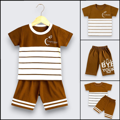StyleDust Baby Boys & Baby Girls Casual T-shirt Capri(Brown)