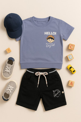 karnika Baby Boys Casual T-shirt Shorts(Lavender)