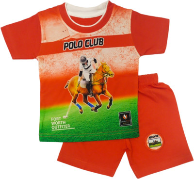 FASHION GRAB Baby Boys & Baby Girls Casual T-shirt Shorts(RED)