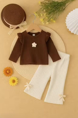 SJGARMENTS Girls Party(Festive) Top Pant(BROWN & white)