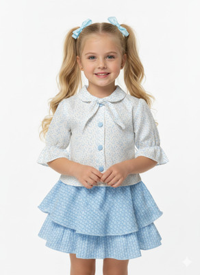 Girijesh Singh Girls Casual Top Skirt(Blue)