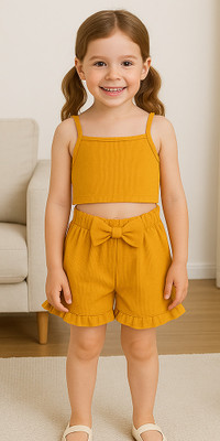 PLUSEBURRY Baby Girls Party(Festive) Top Skirt(YELLOW)