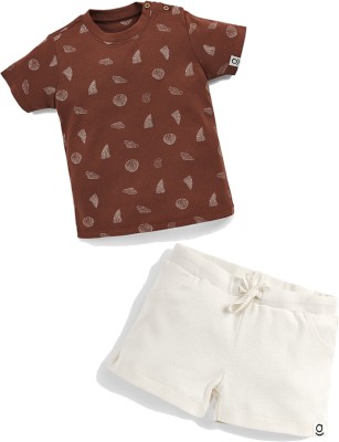 Sprog Collection Baby Boys & Baby Girls Casual T-shirt Shorts(Seashell + Cannoli Cream)