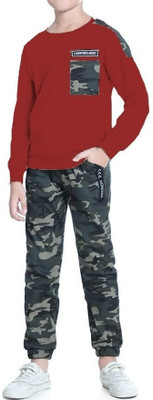 ANIKA CREATIONN Boys Casual T-shirt Pant(Red)