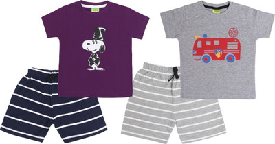 ShreyashCollection Baby Boys Casual T-shirt Shorts(GreyB - Purple)
