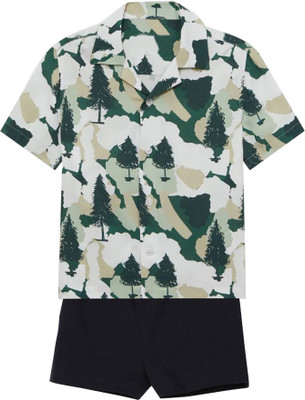 LITTLE MUNDA Baby Boys Casual Shirt Shorts(HILL_BLACK_Green)