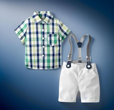 MMDK Baby Boys & Baby Girls Party(Festive) Shirt Shorts(Green)