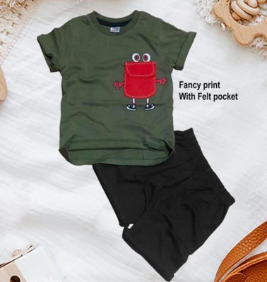 CALCUTTA FASHION Baby Boys & Baby Girls Casual T-shirt Shorts(green)