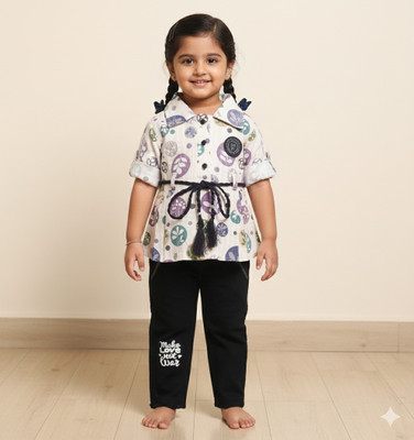 DDORA Baby Girls Casual Top Capri(WHITE AND WINE)