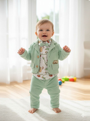 Pompidou Baby Boys Casual Jacket Pant(Green)