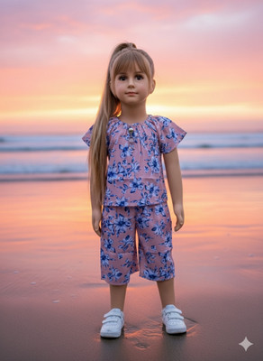 SOULSHINE Baby Girls Casual Top Pant(Peach)