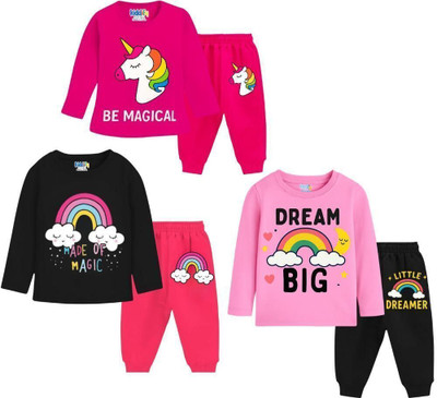 KIDDIFY Baby Boys & Baby Girls Casual T-shirt Pyjama(Black)