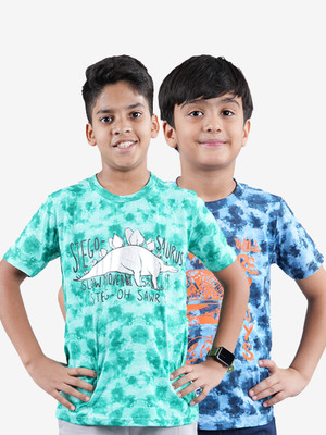 KiddoPanti Boys Casual T-shirt T-shirt(Green & Blue)