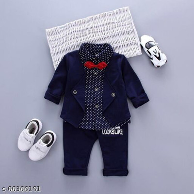 convey international Boys Party(Festive) Shirt Shirt, Bow Tie, Pant(BLUE)