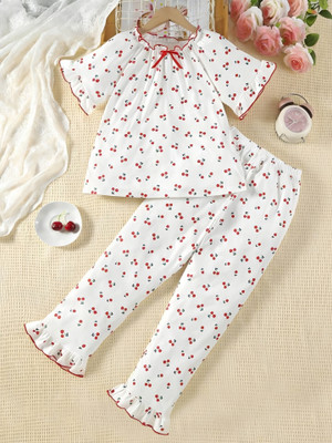 AScollection Baby Girls Casual Top Pant(Cherry Pie)