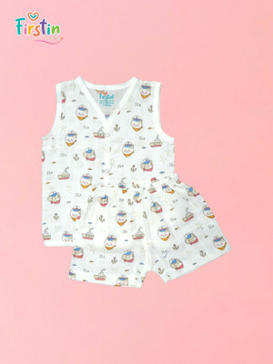 Firstin Baby Boys & Baby Girls Casual Vest Shorts(Carrier Ship)