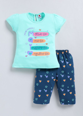 Mars Infiniti Baby Girls Casual Top Capri(Skygreen, Blue)