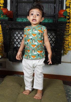 POLKA TOTS Baby Boys Casual Vest Pant(Sea Green)