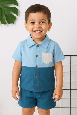 hiyan fashion Boys Casual Shirt Shorts(SKY BLUE & BLUE)