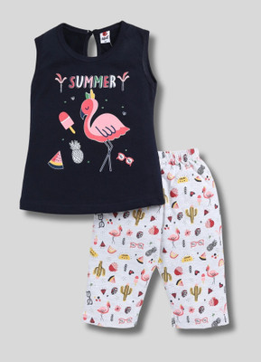Mars Infiniti Baby Girls Casual Top Capri(Navy, Melange)