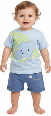 dingdong Baby Boys Casual T-shirt Pant(Blue)