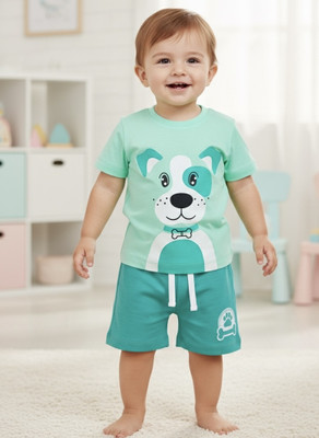 SmartRAHO Baby Boys Casual T-shirt Shorts(SEA GREEN)