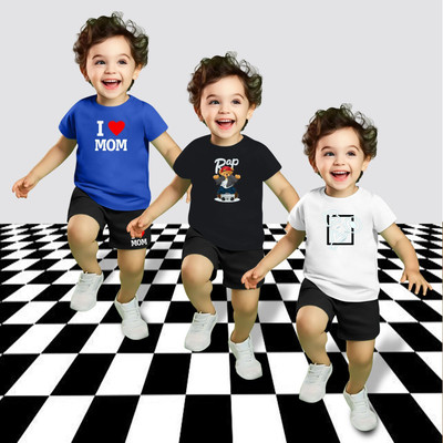 MGRS Baby Boys & Baby Girls Casual T-shirt Shorts(Multicolor-9)