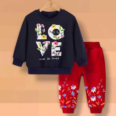 FASTCRY Baby Boys & Baby Girls Casual Sweatshirt Pant(Navy,Red)