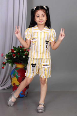 AS LONZO INDIAN FASHION Baby Girls Mickey Casual Shirt Pant(YELLOW)