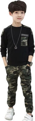 Sagar Impex Boys Casual Trouser T-shirt(BLACK)