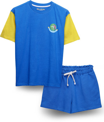 Spunkies Girls Casual Top Skirt(BLUE)