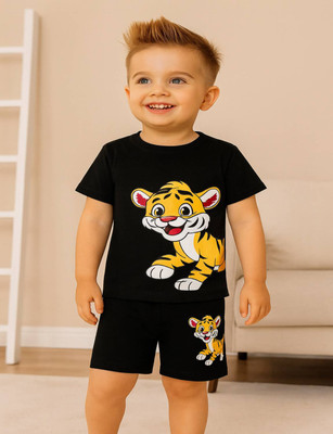 Cutevibe Boys & Girls Jungle Book Party(Festive) T-shirt Shorts(BLACK)
