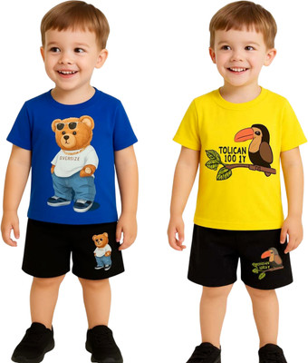 SEGRO Baby Boys & Baby Girls Casual T-shirt Shorts(ROYAL, GOLD)