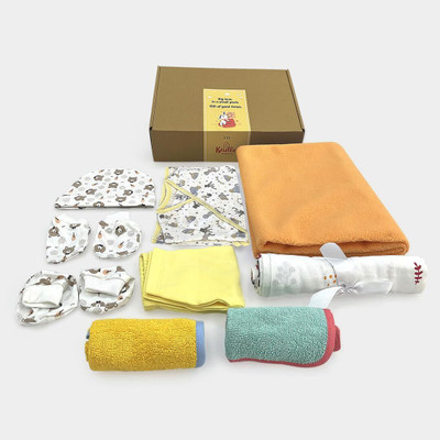 Kridlo Baby Boys & Baby Girls Casual Vest Pant, Swaddle, Cap, Bootie, Mitten(Eco-Friendly Baby Hamper Pack of 11 Premium Baby Products Gift Set 6)