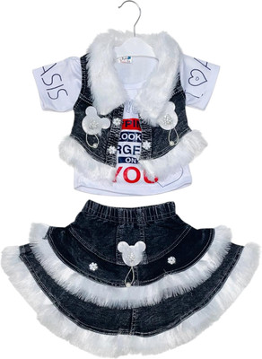 Unique Choice Baby Girls Party(Festive) T-shirt Skirt(Black)