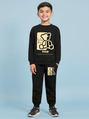 Trampoline Boys Casual T-shirt Track Pants(Black)