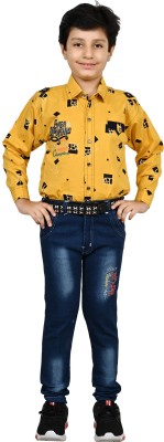 Arshia Fashions Boys Party(Festive) Shirt Jeans(Yellow)