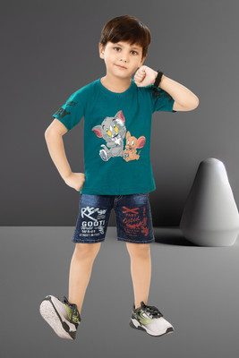 misha enterprise Boys Casual Shirt Shorts(112 blue quite)