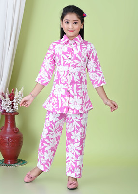 OKIYA COLLECTION Girls Party(Festive) Top Pant(Pink)