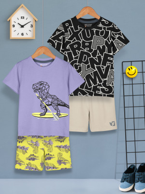 Hellcat Boys Casual T-shirt Shorts(Lavender2/Black2)