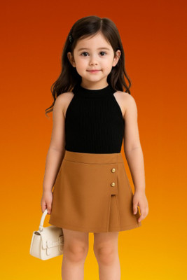 RIYANSHI Girls Casual Top Skirt(Black, Brown)