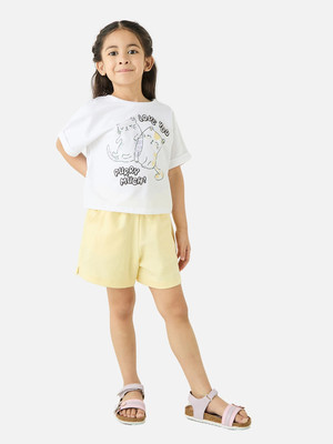 JUNIORS by Babyshop Girls Casual T-shirt Shorts(White)