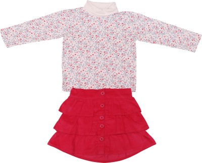 ChildKraft Baby Girls Casual Skirt T-shirt(FUSHIA)