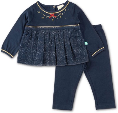 JusCubs Baby Girls Casual Top Pant(Blue)