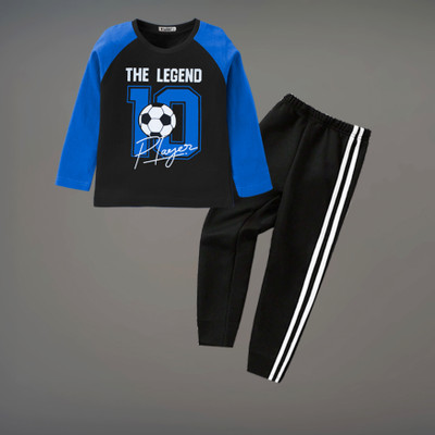 tarsier Boys Casual T-shirt Track Pants(BK.NET FOLD PANT AND PLAYER L.SLV)