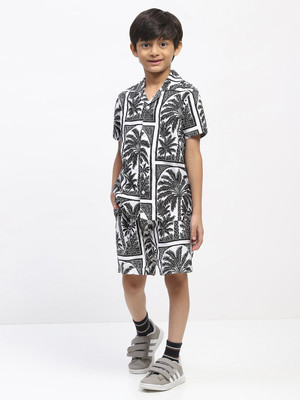 Spunkies Boys Casual Track Suit Shorts(White)